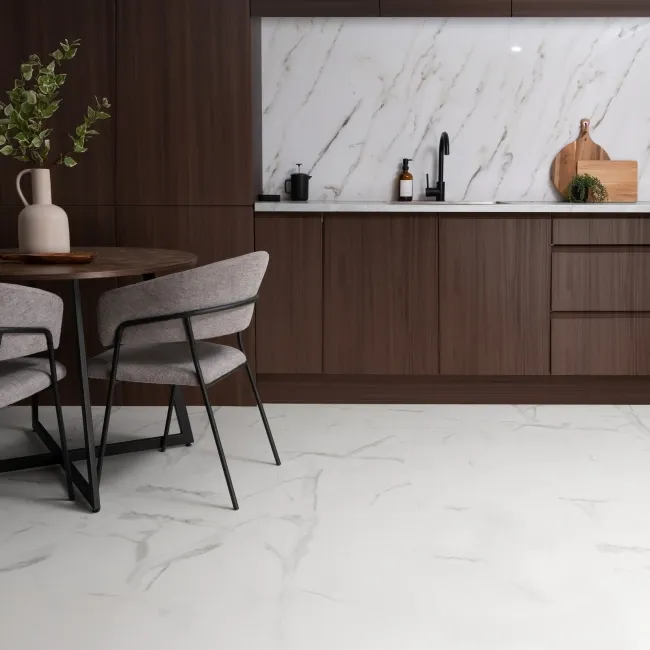Frost White Marble Tile Luxury Click Vinyl Flooring 6mm