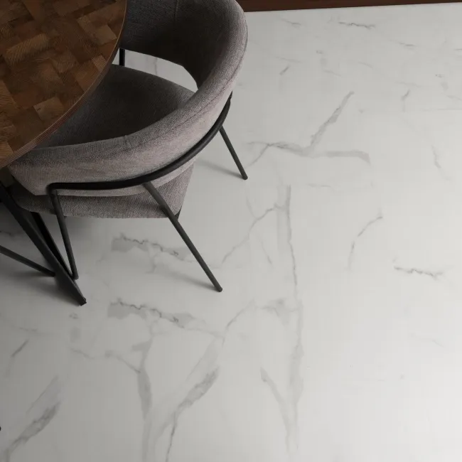 Frost White Marble Tile Luxury Click Vinyl Flooring 6mm