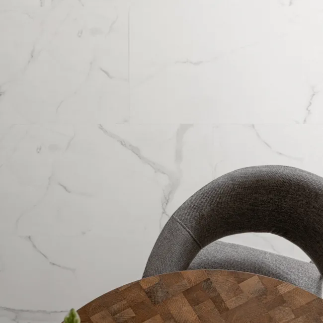 Frost White Marble Tile Luxury Click Vinyl Flooring 6mm