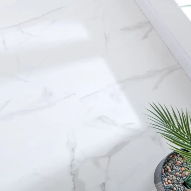 Frost White Marble Tile Luxury Click Vinyl Flooring 5.5mm