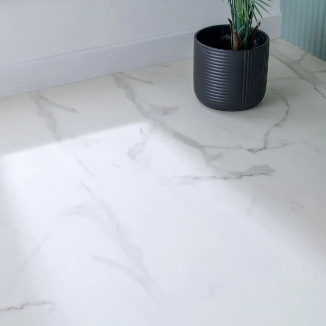 Frost White Marble Tile Luxury Click Vinyl Flooring 5.5mm