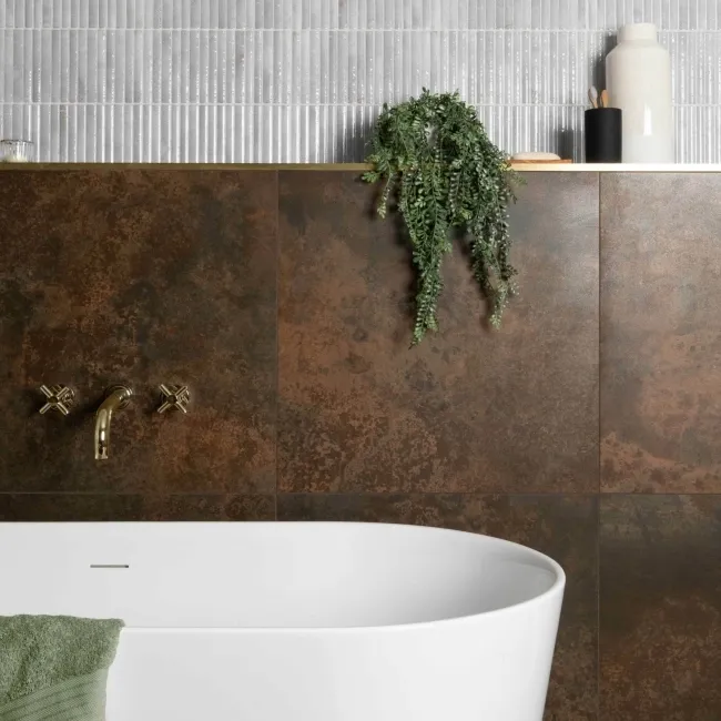 Foil Rust Metallic Brown Stone Effect 600x600 Tiles