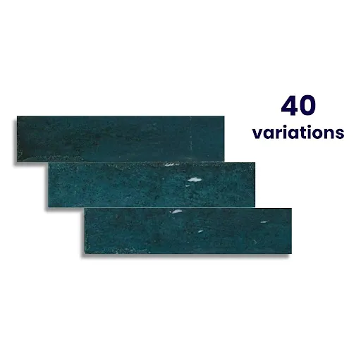 Faith Blue Gloss Rustic Brick Effect Wall and Floor Tile