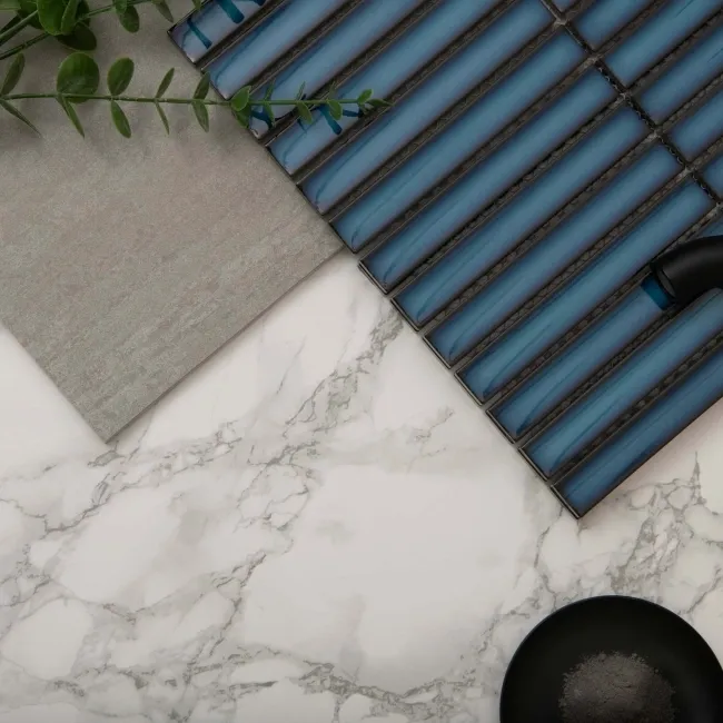 Spirit Marine Blue Gloss Kitkat Mosaic Porcelain Wall Tiles