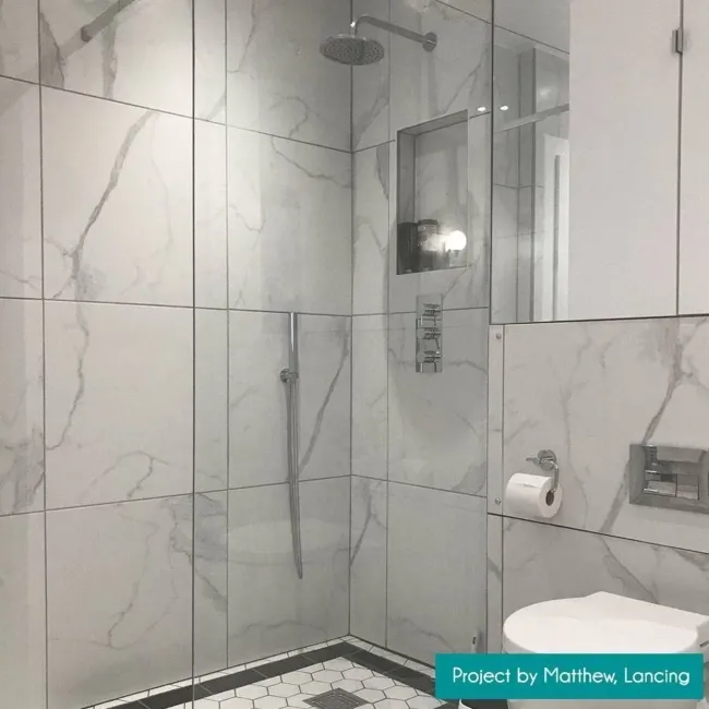 Cappella White Matt Marble Effect 605x605 Wall and Floor Tiles