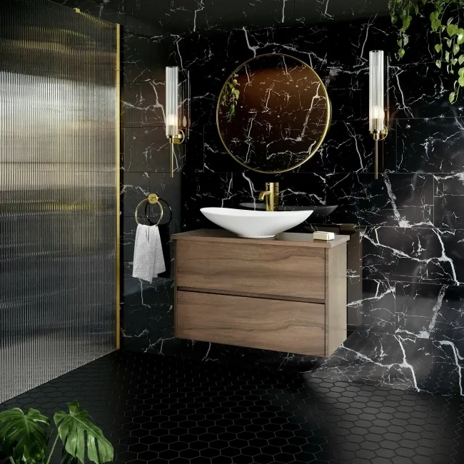 Pixel Black Hexagon Porcelain Matt Mosaic 50x50 Wall and Floor Tiles