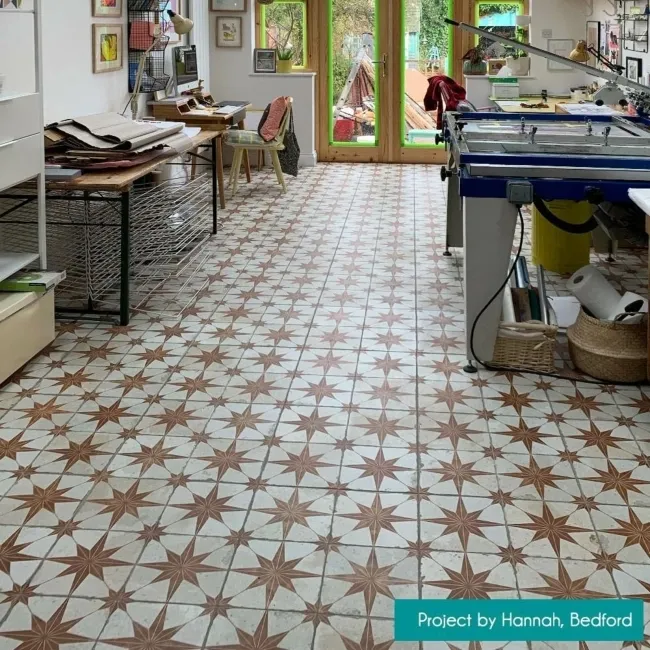 Scintilla Paprika Orange Star Pattern Tiles