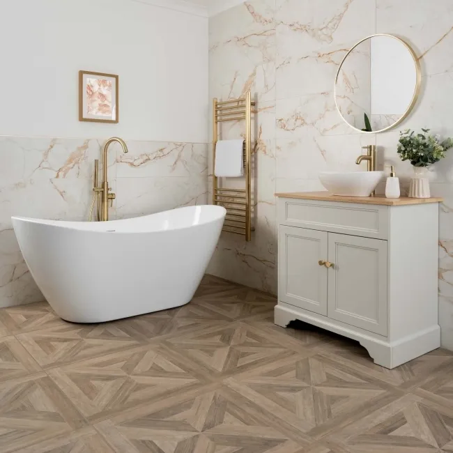Empire Oak Parquet Brown Wood Effect Porcelain Wall and Floor Tiles