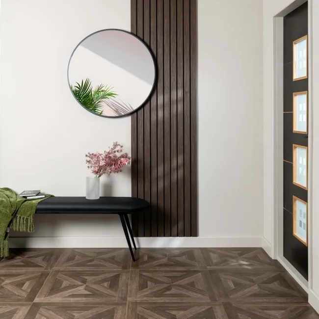 Empire Dark Oak Parquet Wood Effect Porcelain Floor Tiles