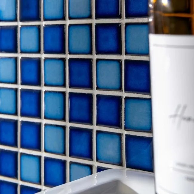 Pixel Ocean Dark Blue Blend Mosaic Tiles 25x25