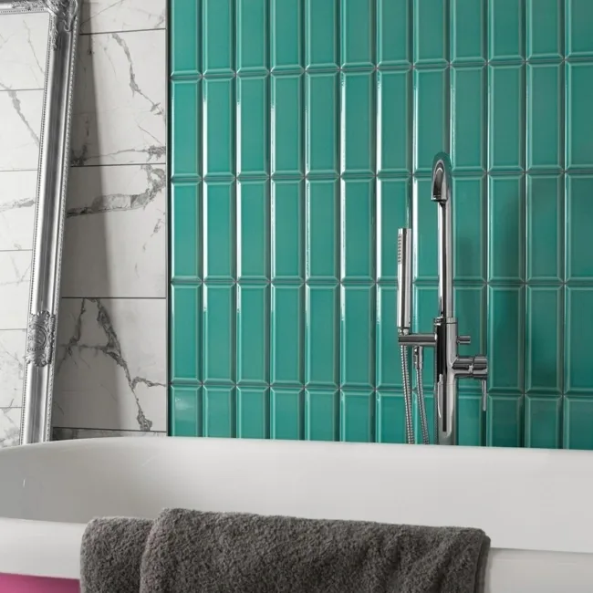 Plush Azulado Teal Green Matt Large Metro Wall Tiles