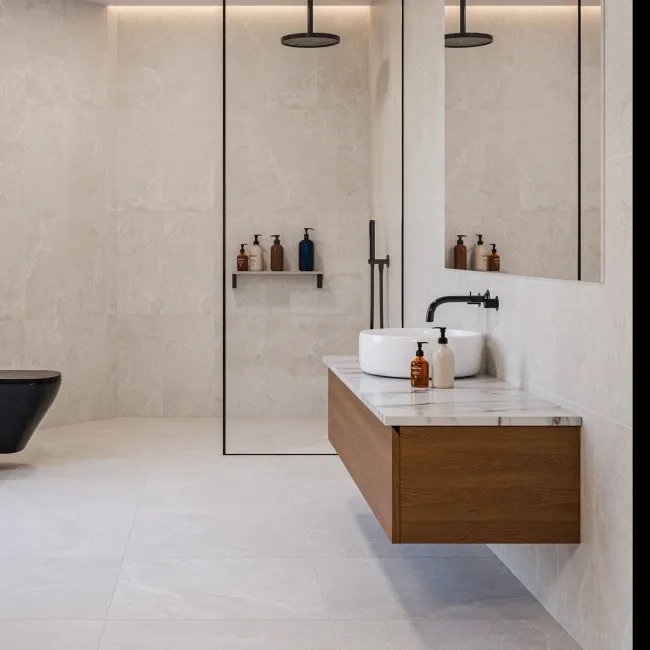 Ardesia Ivory Stone Effect Matt Porcelain Wall and Floor Tile