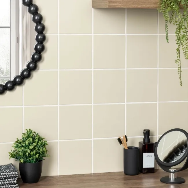 Rico Beige Matt Flat Square Wall Tiles 150x150