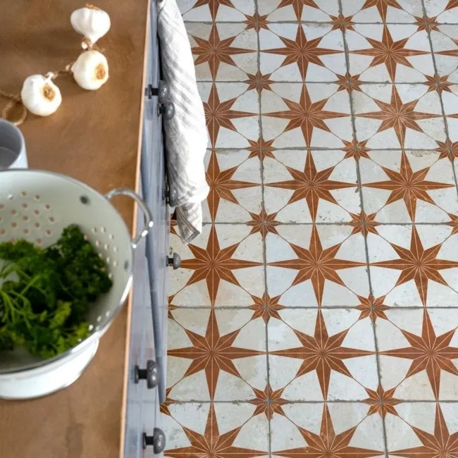 Scintilla Paprika Orange Star Pattern Tiles