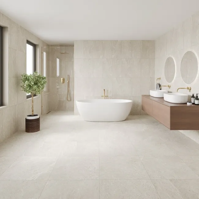Ardesia Cream Stone Effect Matt Porcelain Floor Tile