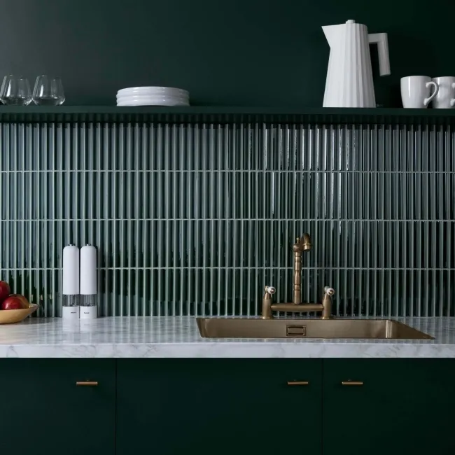 Spirit Green Gloss Kitkat Mosaic Porcelain Wall Tiles