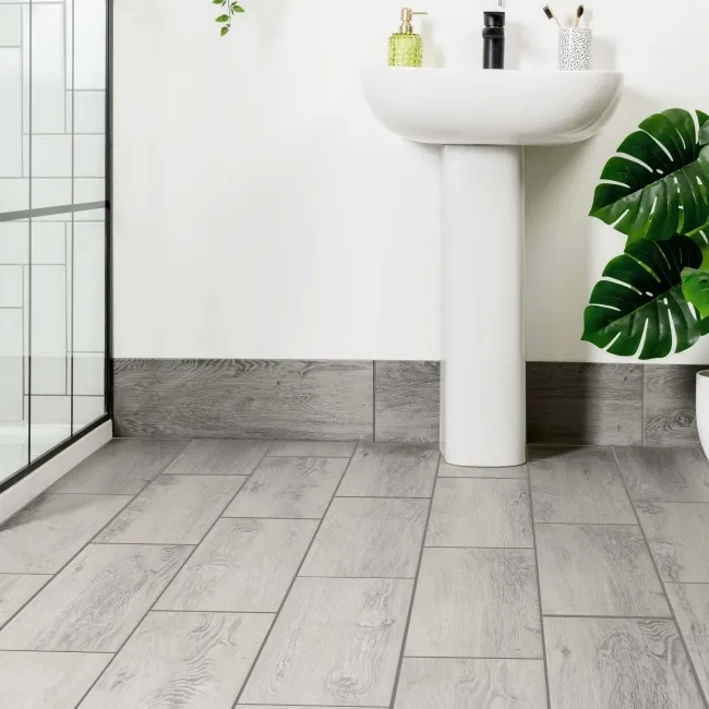 Friston Grey Oak Wood Effect Porcelain Floor Tiles