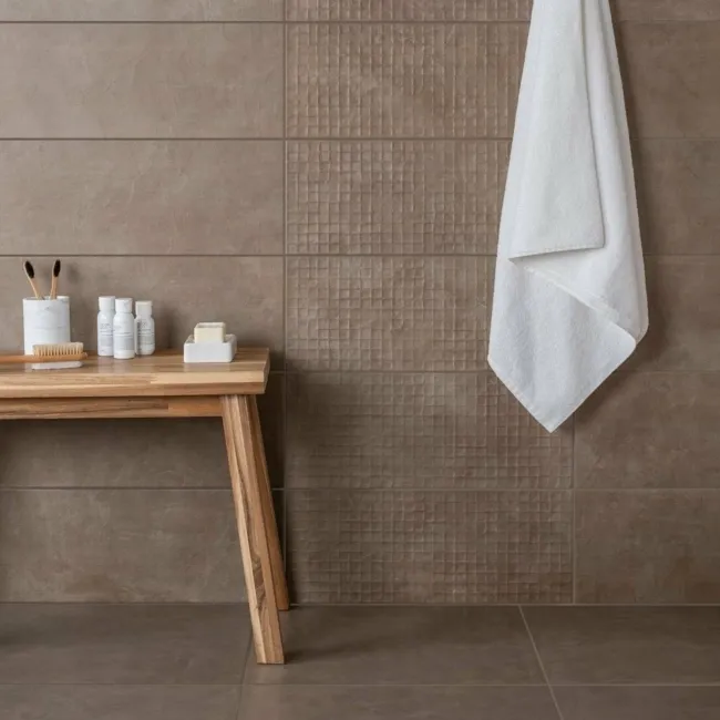 Stucco Brown Ceramic Matt Stone Effect Plaster Wall Tiles