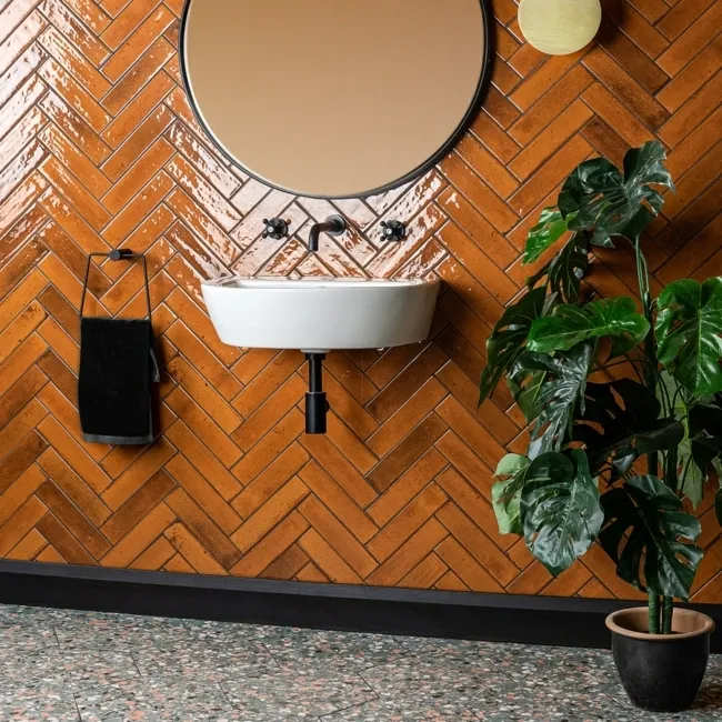 Hope Ochre Wall Gloss Orange Brick Tiles