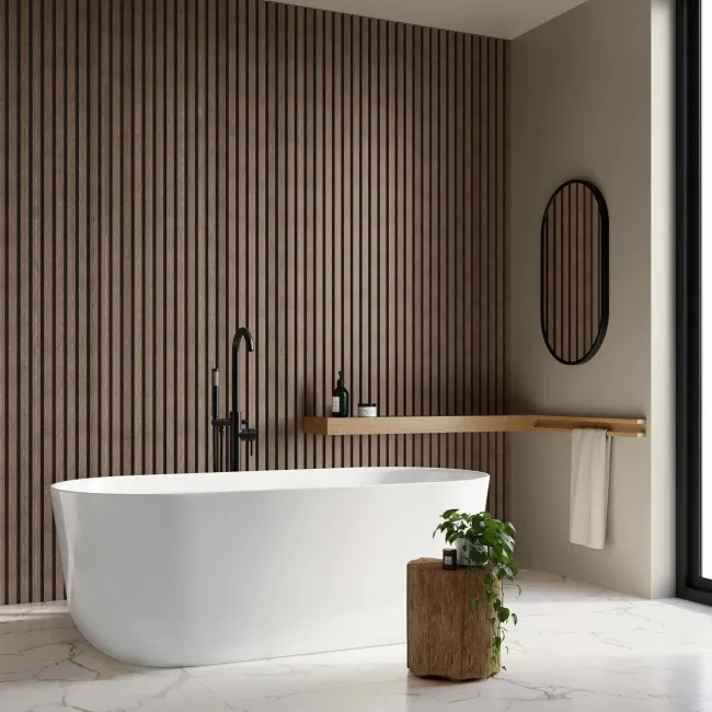 Trepanel Aqua 3D® Waterproof Walnut Brown Wood Effect Slat Panels 3 Pack (Covers 1.39SQM)