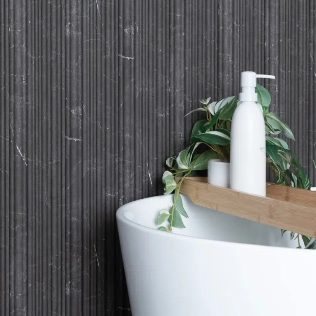 Trepanel Aqua 3D® Waterproof Dark Grey Marble Effect Grooved Wall Panel 3 Pack (Covers 0.87 SQM)