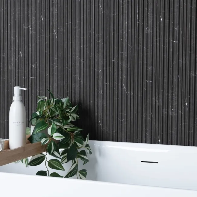 Trepanel Aqua 3D® Waterproof Dark Grey Marble Effect Grooved Wall Panel 3 Pack (Covers 0.87 SQM)