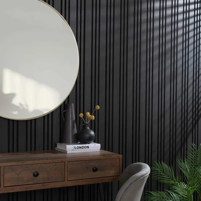 Trepanel Design® Noir Black Multi-Width Acoustic Wood Wall Panels