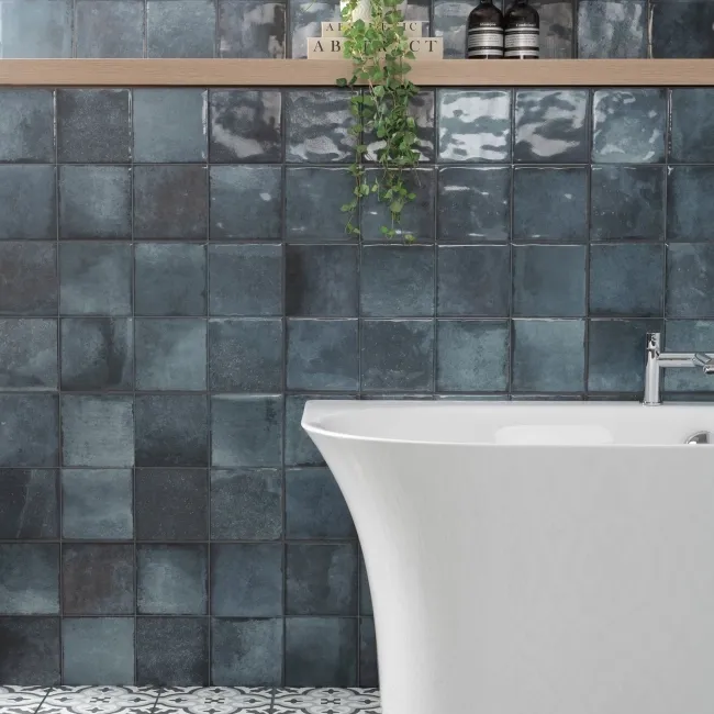 Veneto Blue Gloss Rustic Bumpy Wall Tiles