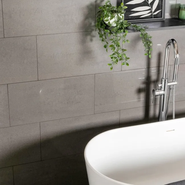 Lounge Polished Dark Grey Stone Effect 300x600 Wall And Floor Tiles