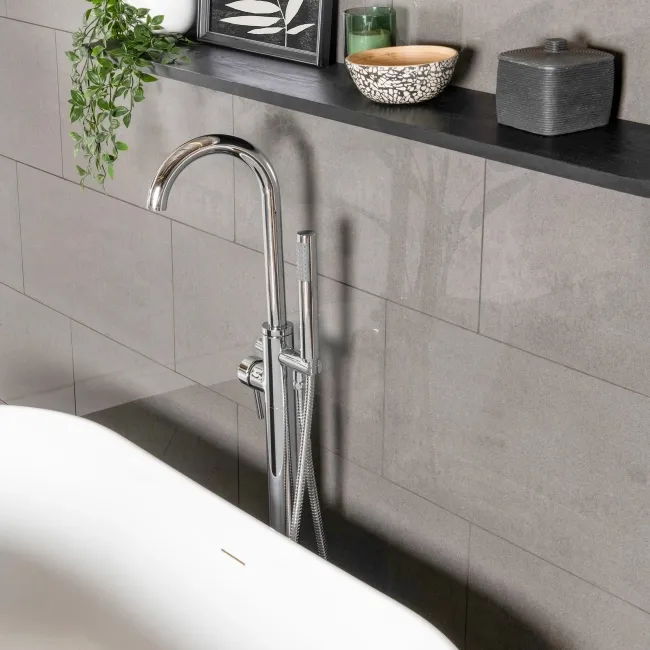 Lounge Polished Dark Grey Stone Effect 300x600 Wall And Floor Tiles