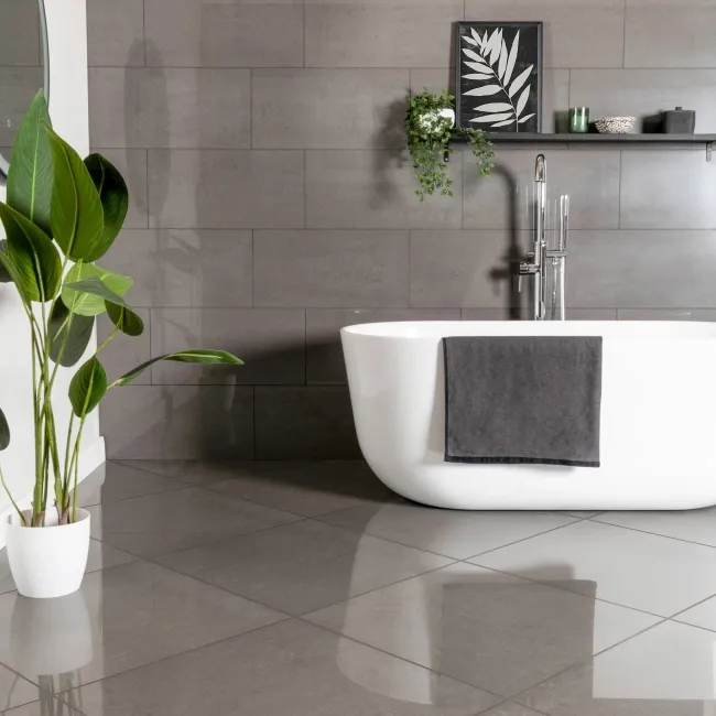 Lounge Polished Dark Grey Stone Effect 300x600 Wall And Floor Tiles