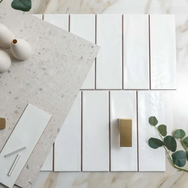 Rustic Gloss White Metro Tiles