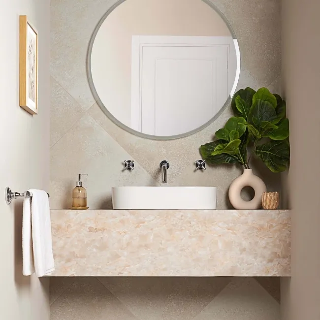 Yuri® Sand Beige 90% Recycled Stone Effect Tiles