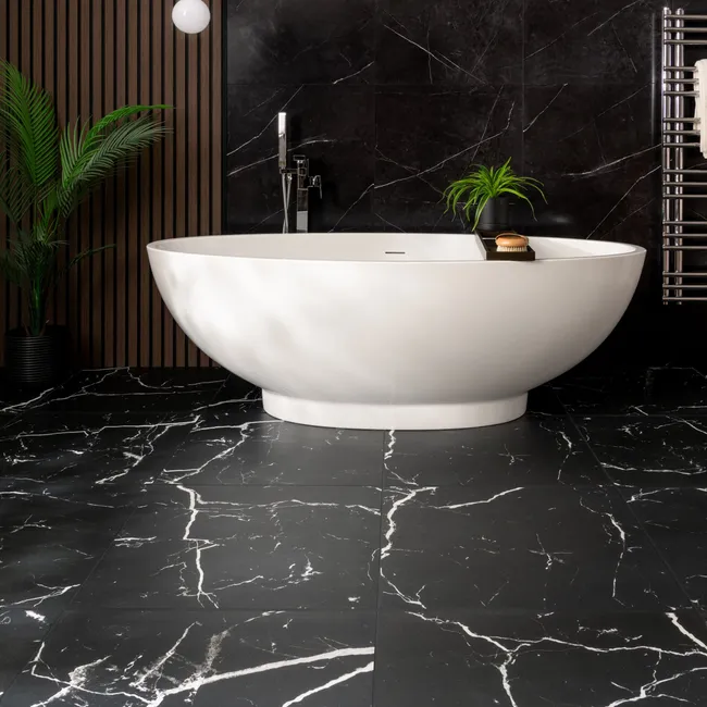 Marquina Black Matt Marble Effect 60x60 Wall and Floor Tiles