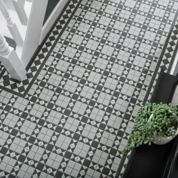 Churchill White & Green Border Matt Victorian Tiles
