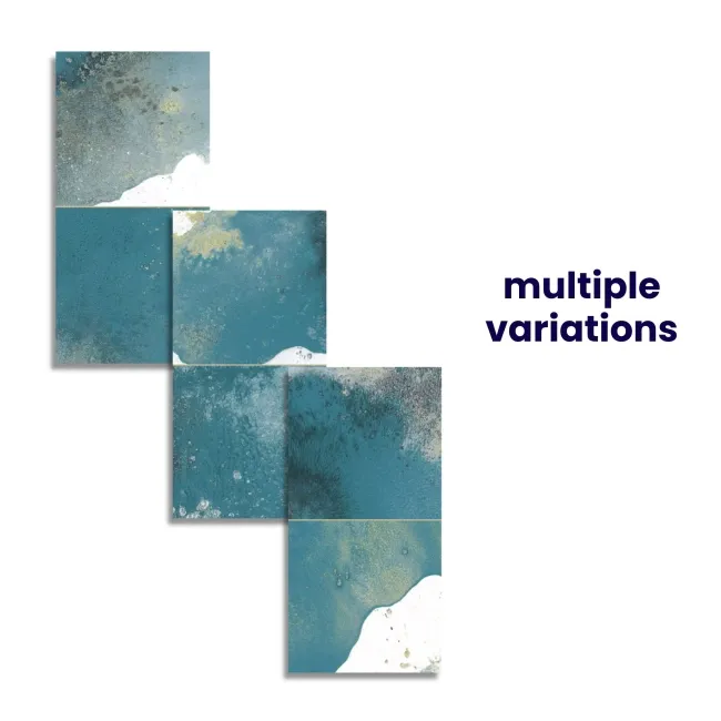 Raku Square Teal Rustic Gloss Wall Tiles