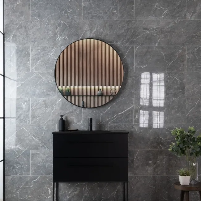 Belvedere Dark Grey Marble Effect 600x300 Tiles