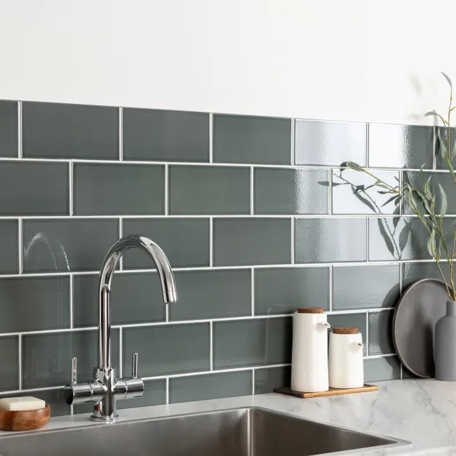 Craquelure Ash Gloss Grey Metro Tiles