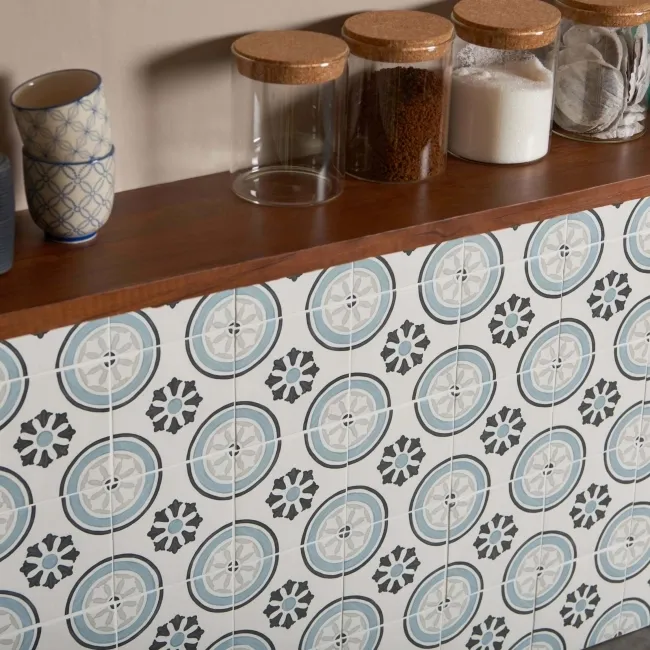 Dante Dhalia Blue Matt Patterned Wall and Floor Tiles