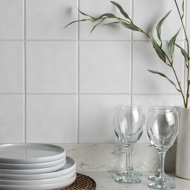 Innocence White Gloss Bumpy 150x150 Ceramic Wall Tiles