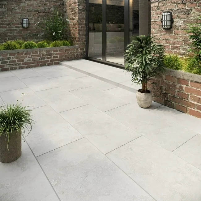 Mineral Shell Ivory Stone Effect 20mm Porcelain Paving Slabs 1200x600