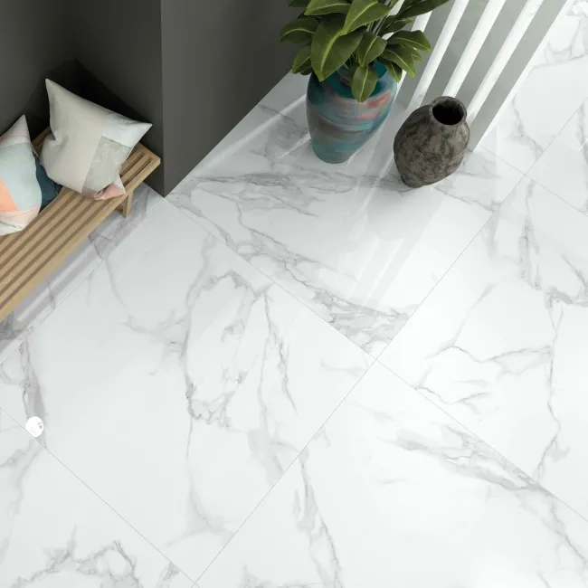 Ambleside White Satin Marble Effect Wall and Floor Tile