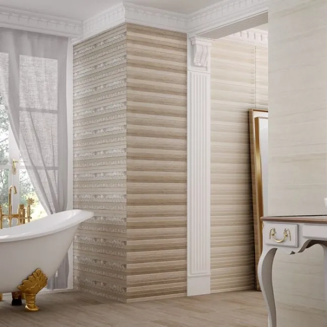 Sunset Taupe Relieve Stone Effect Ceramic Textured Wall Tiles 600x200