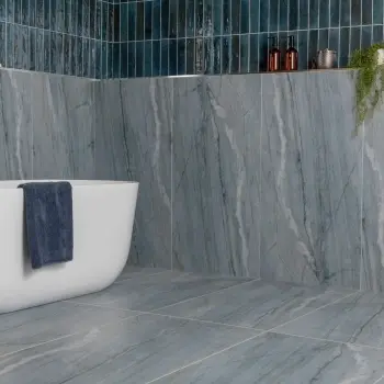 Falls Blue Semi Polished Marble Effect Large Wall and Floor Tiles