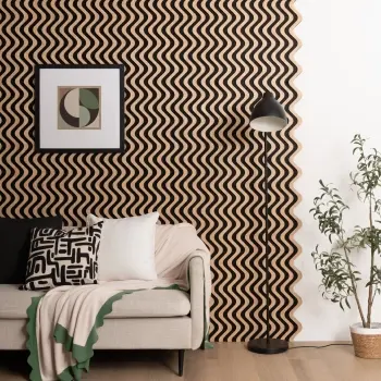 Trepanel® Oak Ripple Wave Black Matt Acoustic Wood Slat Wall Panels