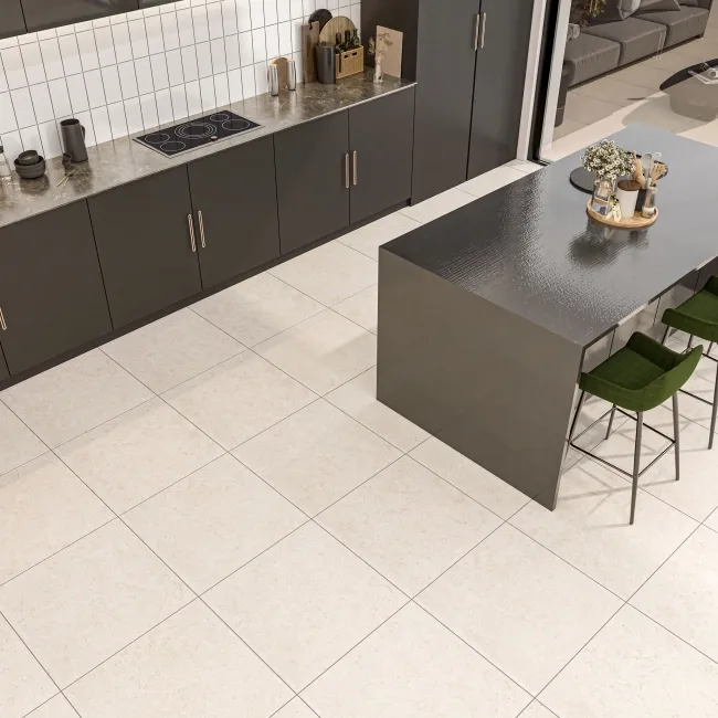 Fargo Beige Matt Stone Effect Anti Slip Wall and Floor Tiles 600x600