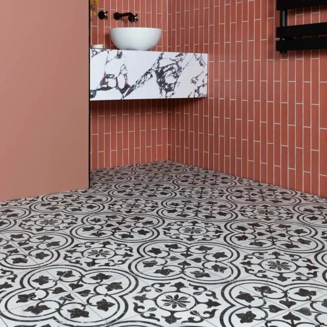 Ledbury Black and White Marble Effect Pattern Wall and Floor Tiles