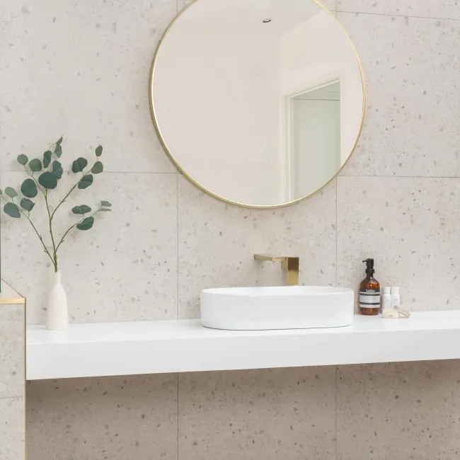Flecks Matt Light Grey Terrazzo Effect Wall and Floor Tiles