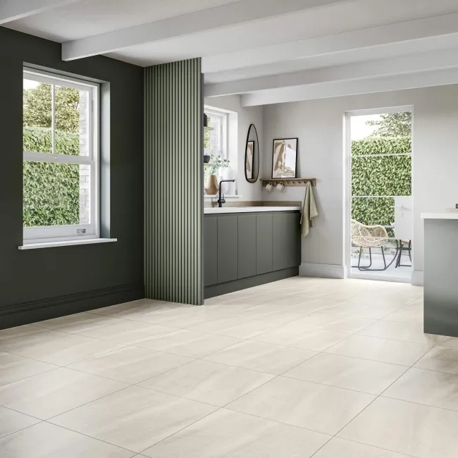 Serenity Beige Rectified Matt Stone Effect Tile 600x600