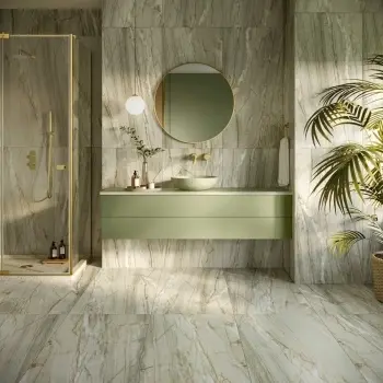 Falls Green Semi Polished Marble Effect Large Wall and Floor Tiles